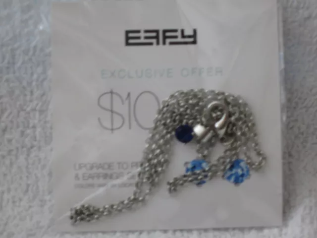 3 EFFY Blue Stone Necklace Silvertone Chain Princess Cruises New