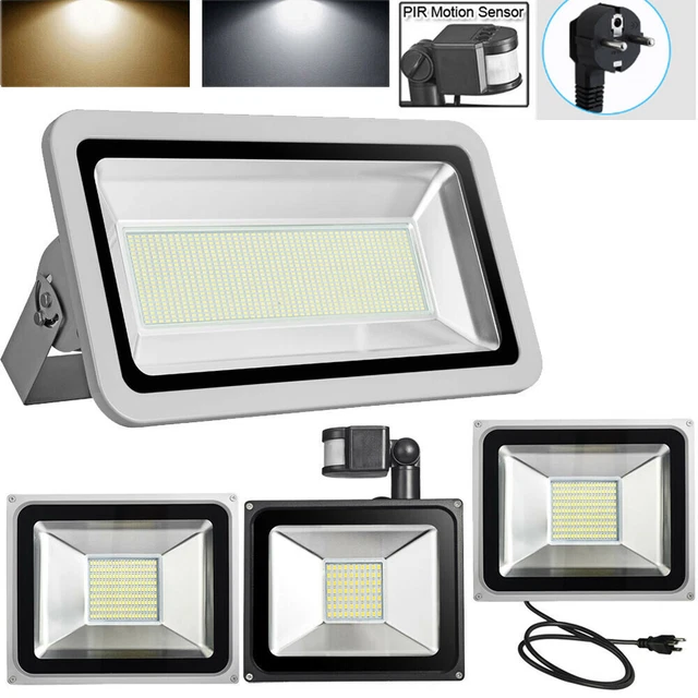 LED Fluter mit Bewegungsmelder Stecker 10-100W Außen Strahler Scheinwerfer IP65
