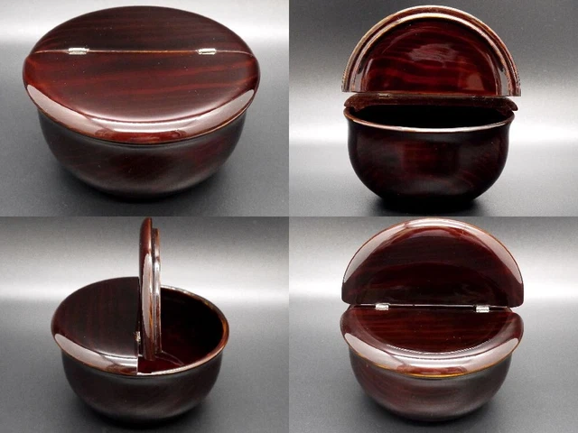 Japan Lacquer Wooden Tea caddy Oimatsu waributa Chaki Natsume (524)
