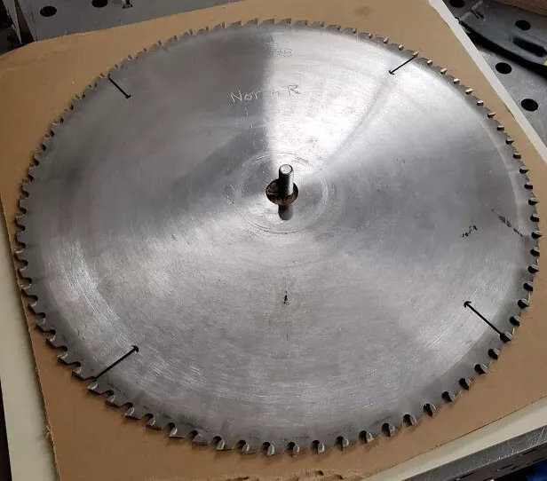 Pair of 16" carbide notching blades - 100 tooth, 1" arbor for double miter saw Pair of 16" carbide notching blades - 100 tooth, 1" arbor for double miter saw