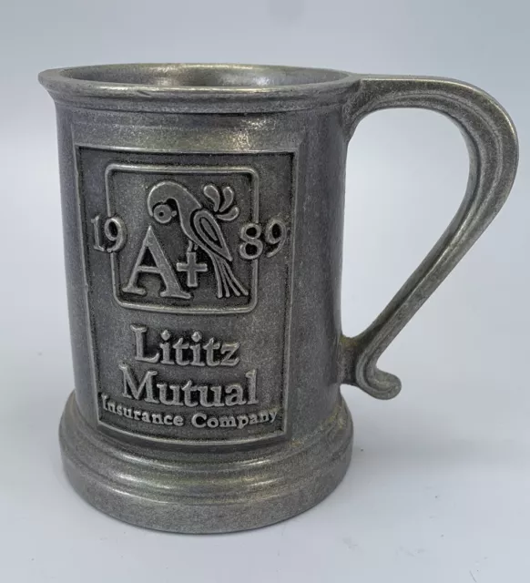 Vintage 1989 Lititz Mutual Insurance Company Pewter Mug A+