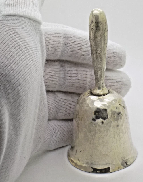 Vintage Italian Handmade Genuine Silver LARGE Hammered Bell w/t Loud Sound