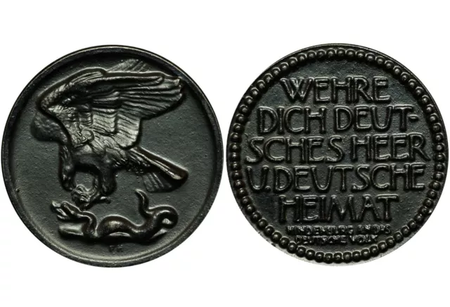 HÖRNLEIN: Eisen-Medaille (1918). WEHRMEDAILLE - "WEHRE DICH DEUTSCHES HEER...".
