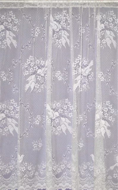 Love Birds White Straight Net Curtain By The Metre