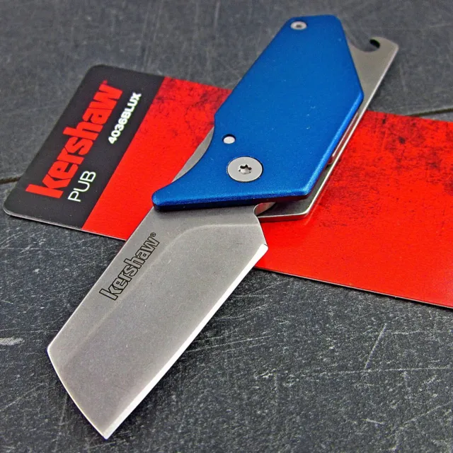 Kershaw Blue PUB 8Cr13MoV Blade Folding Pocket Knife Bottle Opener Screwdriver