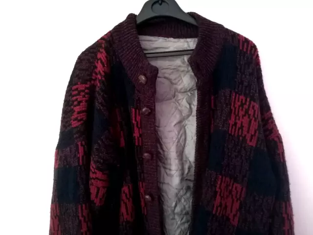 Maglione Cardigan Giubbino Invernale Con Bottoni Taglia 50 Xl Colore Rosso Blu