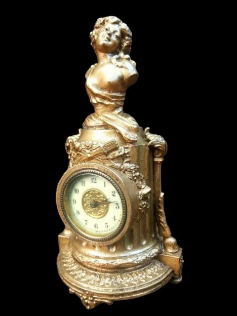 Antique Clock French Victorian 19th Century Bronze Mantel Clock Circa 1870