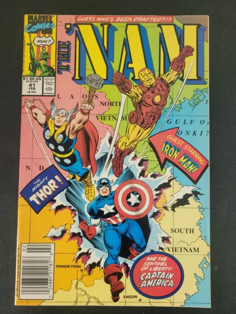 The 'Nam #41 (1990) Marvel Comics War! Murray! Newsstand! Captain America! Thor+