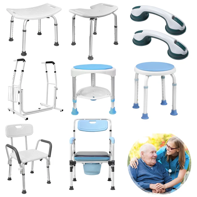 Taburete de ducha ayuda de ducha taburete de baño silla de ducha silla de baño altura ajustable estable ^2