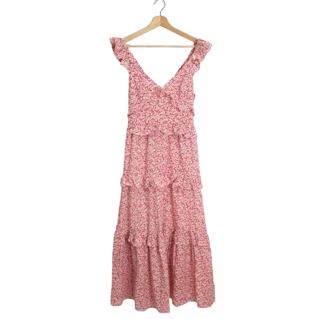 Petal & Pup Size 8 Pink Floral Ruffle Trim Tiered Aspa Maxi Dress NWT