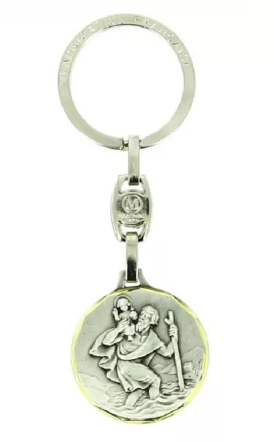 Saint Christophe Rond Pourtour Dore Porte Cles Fabrication Francaise