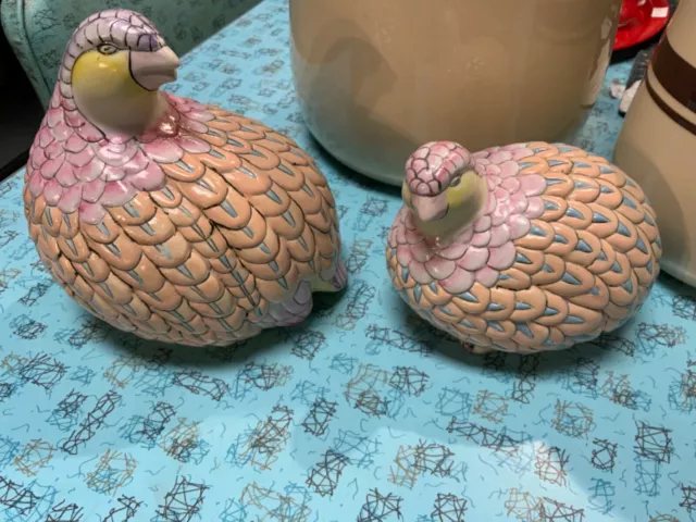 Set of 2 ceramic "Quail/Partridge" birds figurines