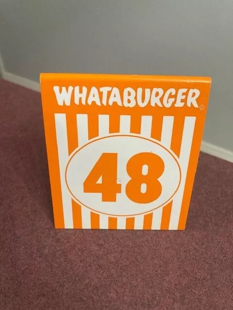 WHATABURGER TABLE TENT No. 48 Place CARD TEXAS HAMBURGER RESTAURANT #48 Glossy