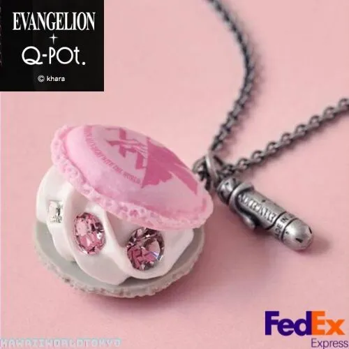 Evangelion x Q-pot UNIT 8 Macaroon Necklace EVANGELION Accessory Japan FEDEX