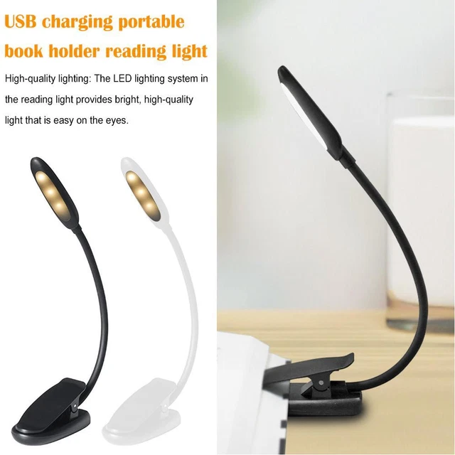 USB Rechargeable LED Book Light, Flexible Clip-On Reading Lamp for Readers