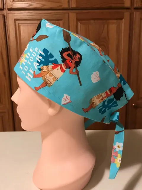 Scrub or Chef Hat Medical Nursing Chemo Skull Cap Moana Disney Cotton Fabric #2