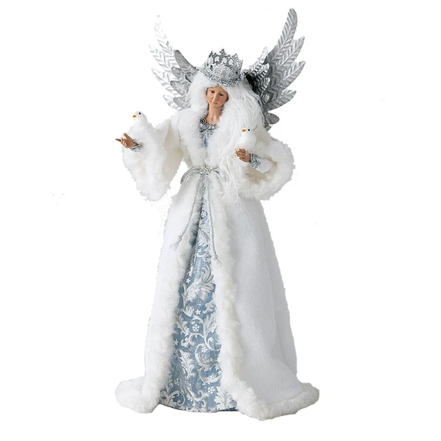 21" Winter Faux Fur Crown Snow Queen Retro Christmas Figurine