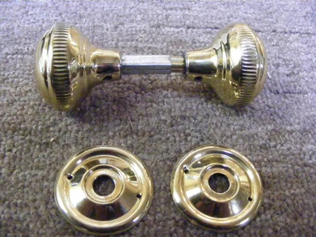 pair deco milled edge 45mm polished brass mortice door knobs,suit carpenter 1021