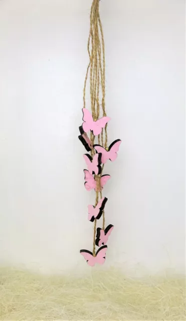 Decorazione per Finestra Primavera da Appendere Legno Farfalla Rosa 35 CM
