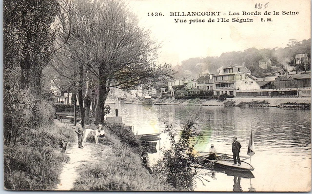 92 BILLANCOURT - les bords de la seine vue prise de l'ile seguin