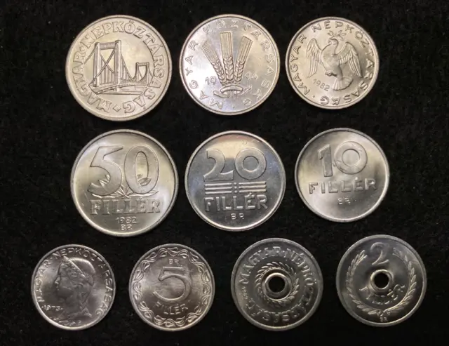 Hungary 5 Coins Set 2, 5, 10, 20, 50 Filler UNC World Coins