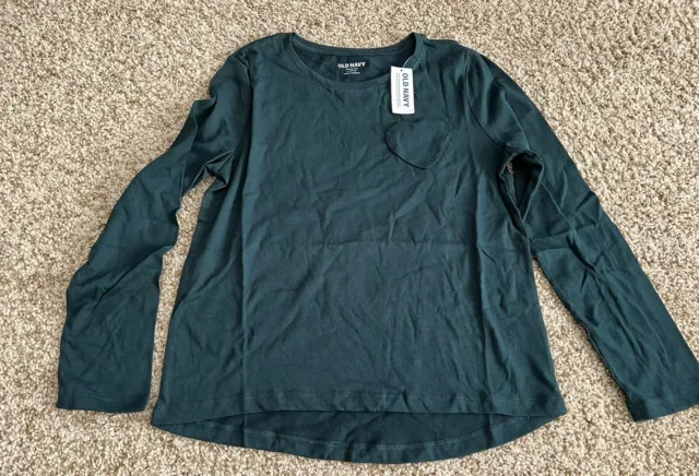 Old Navy Girls Softest Tee Long Sleeve T-Shirt Green Size L(10-12) NWT