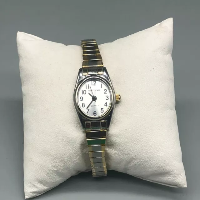 Waltham Womens Watch Gold Silver Two Tone Oval Case Stretch Band New Battery