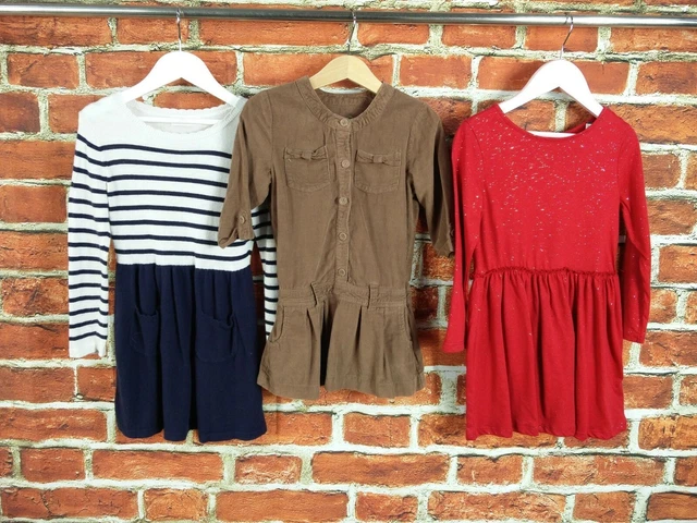 Girls Bundle Age 3- 4 Years Next H&M Dresses Corduroy Stripe Red Sparkle 104Cm