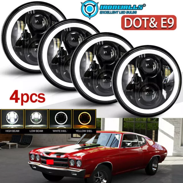 4PCS 5 3/4" 5.75" LED Headlights for CHEVY Corvette Chevelle Impala El Camino
