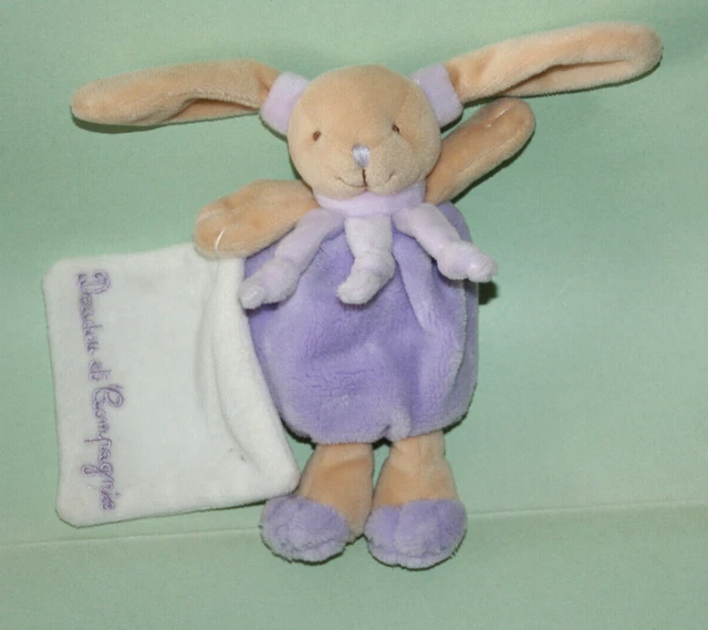 Doudou Et Compagnie Doudou Lapin Mauve Mouchoir Blanc Cueillette Dc2575 Kom9