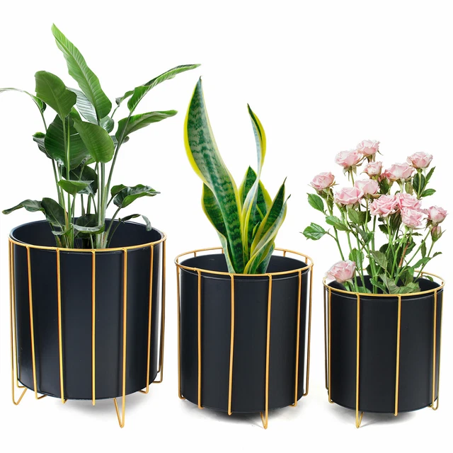 Wrought Iron Metal Plant Stand Flowerpot Display Holder Indoor Decor 3Pcs USA