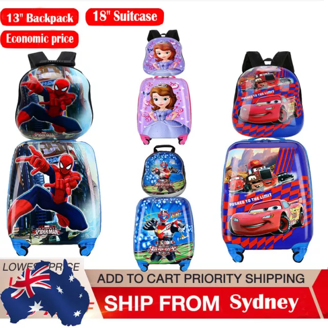 2PC Kids Luggage Set 18"Suitcase+13"Backpack Carry On Bag Travel Trolley Case