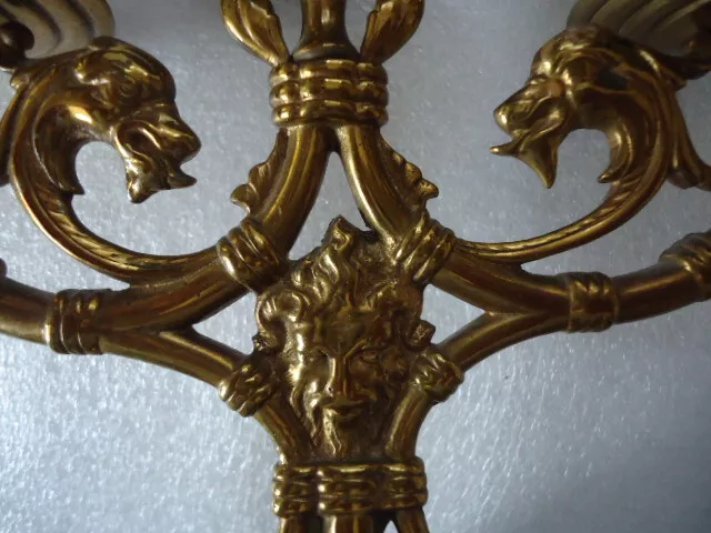 Pair Of Antique Small Solid Brass Candelabras. Victorian Kite Mark.