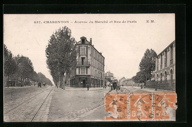 CPA Charenton, Avenue du Marché et Rue de Paris