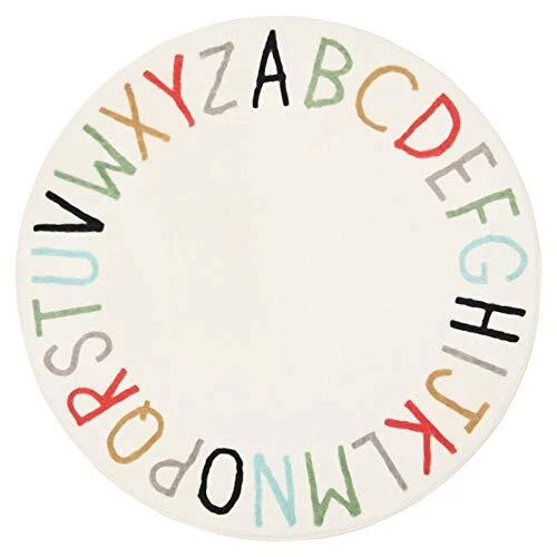 Topotdor Rainbow Round Kids Play Rug Alphabet Nursery Area 40 inch Multi Color