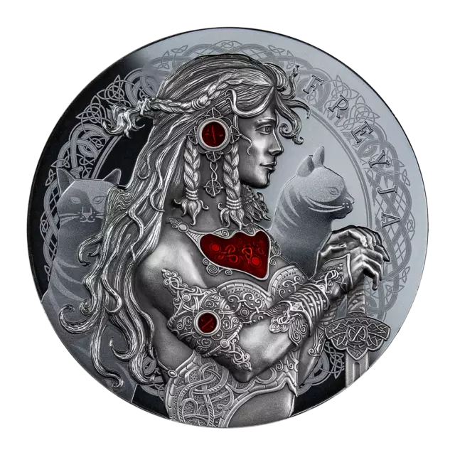 2022 Freya Goddesses of Love 2 oz Black Proof .999 Silver Coin 5$ Niue
