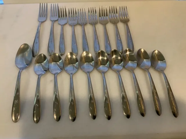 MCM  Mar-Crest Atomic Starburst 5 Star Stainless Flatware Lot of spoons/forks