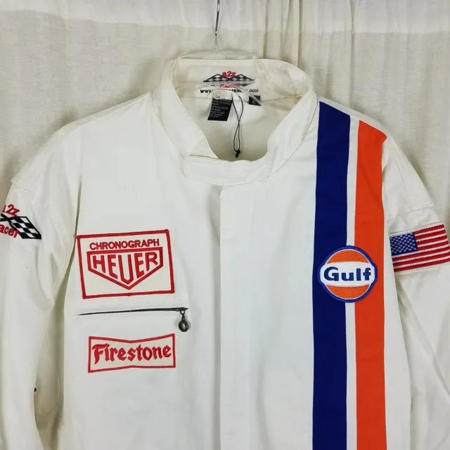 Steve McQueen Le Mans NASCAR Gulf A2Z Racer Twill Racing Jacket Mens XL Replica 2