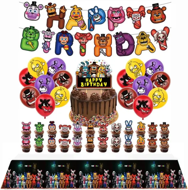 Five Nights at Freddy Birthday Party Supplies Set, 24 Balloons,Banner, 24