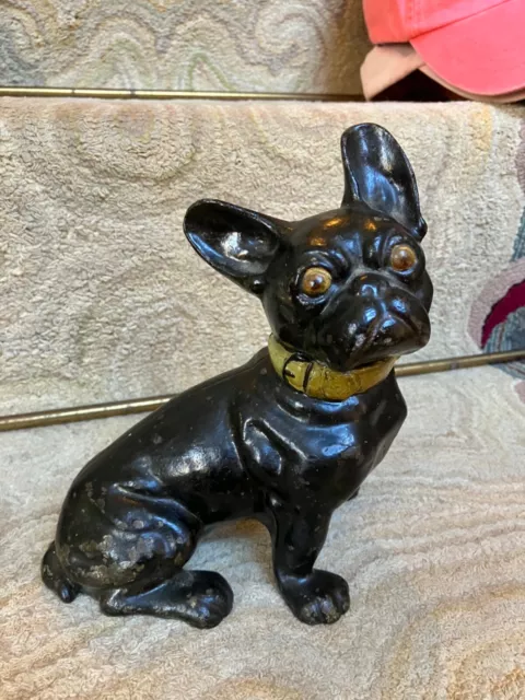 1930’s Cast Iron Sitting Boston Terrier Bulldog Hubley Doorstop