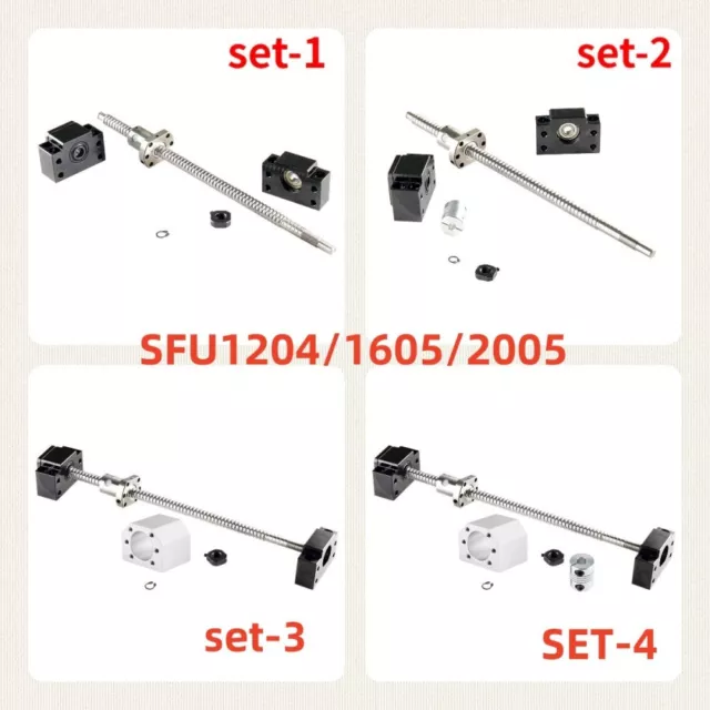 SFU1204/1605/2005 Ballscrew Set BK/BF End Support Coupler Ball screw Nut CNC 3D