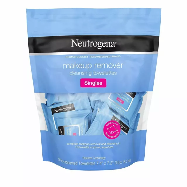 Neutrogena Makeup Remover Cleansing Towelette Singles, Daily Face Wipes, 3 Pack