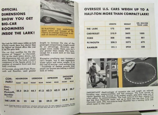 1959 Studebaker Lark & Wagon Comparison Ford Chev Plymouth Rambler Brochure 2