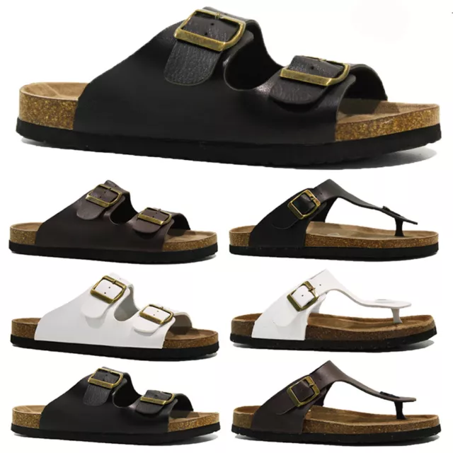 Ladies Comfort Summer Beach Buckle Slip On Flat Wide Mules Sliders Sandals Size