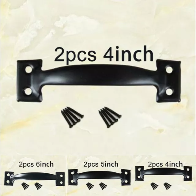 2*Stainless Steel Pull Door Handle Garden Garage Gate Shed Barn Cupboard +Screws