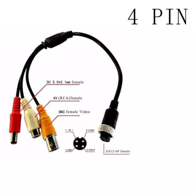 4 Pin Aviation to BNC RCA Cable  Ideal for Security Cameras and Recorders