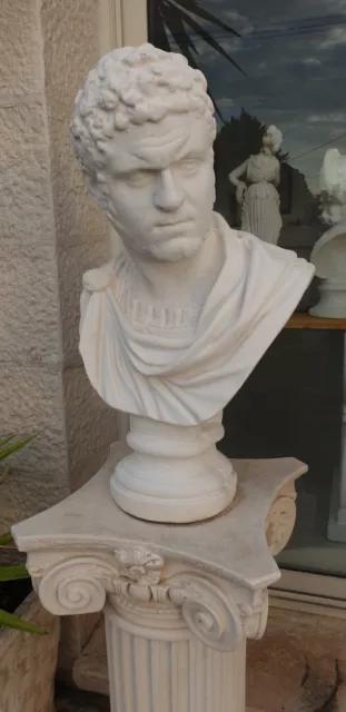 Statua Statue Busto Caracalla Cemento E Polvere Di Marmo Cm65 Arredo Da Giardino