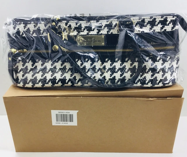 Wine Bag Samantha Brown Insulated Purse Black & White Houndstooth Pattern