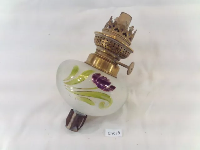 réservoir ou toupie en verre émaillé de lampe à pétrole Ø 9,4 cm (réf CK19)