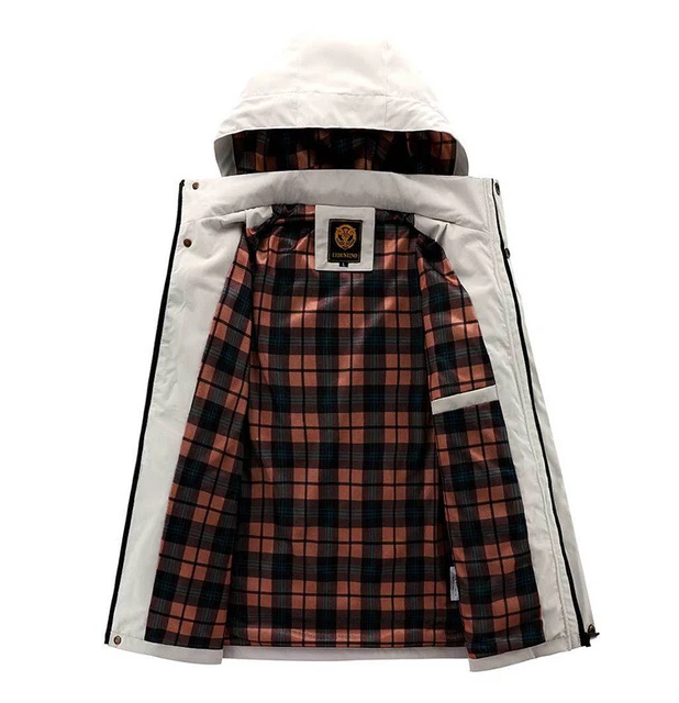 Men's Casual Hooded Jacket Parka Autumn And Winter Warm Solid Color Windproof Co